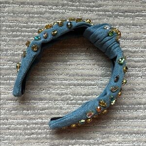 Lele Sadoughi Blue Denim Headband with Gold Accent